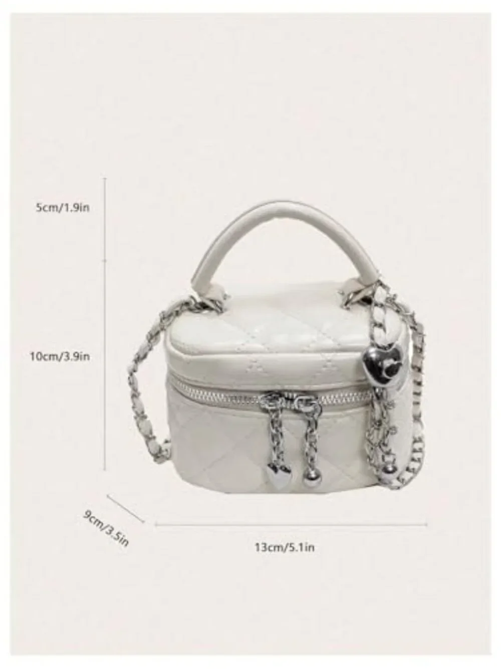 Quilted Zipper Crossbody Top Handle Mini Bucket Bag Faux Leather Satchel Purse